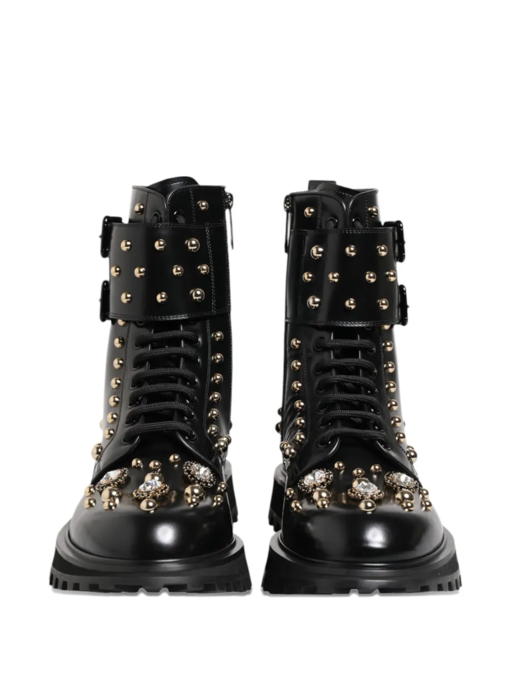 Dolce & Gabbana jewel-embellished biker boots Zwart