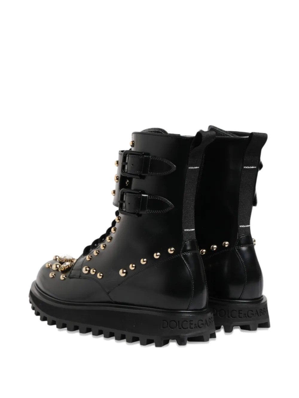 Dolce & Gabbana jewel-embellished biker boots Zwart