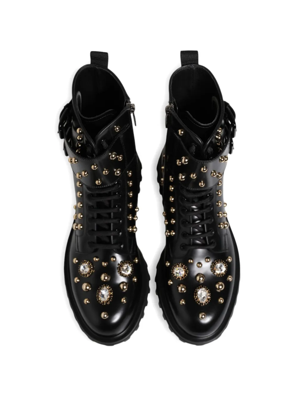 Dolce & Gabbana jewel-embellished biker boots Zwart