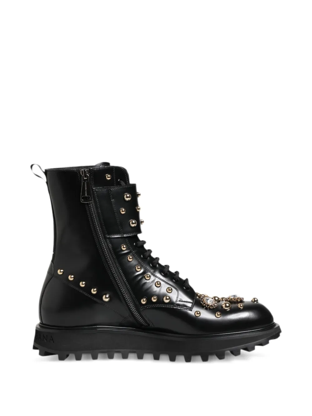 Dolce & Gabbana Bikerlaarzen verfraaid met kristallen Zwart