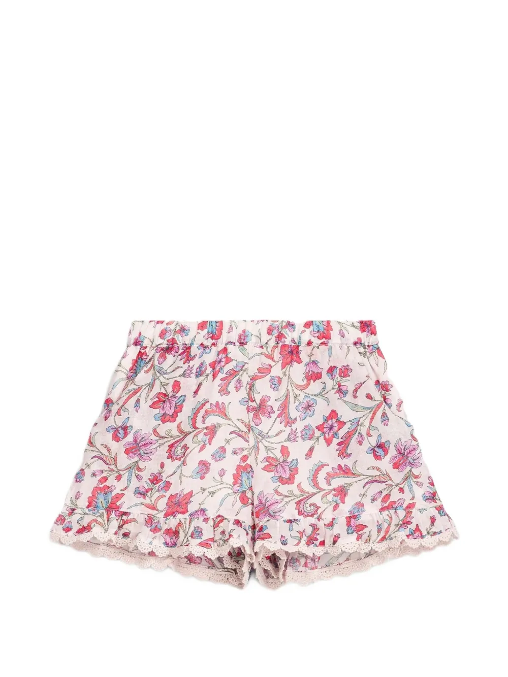LOUISE MISHA KIDS floral-print lace-trim shorts - Toni neutri
