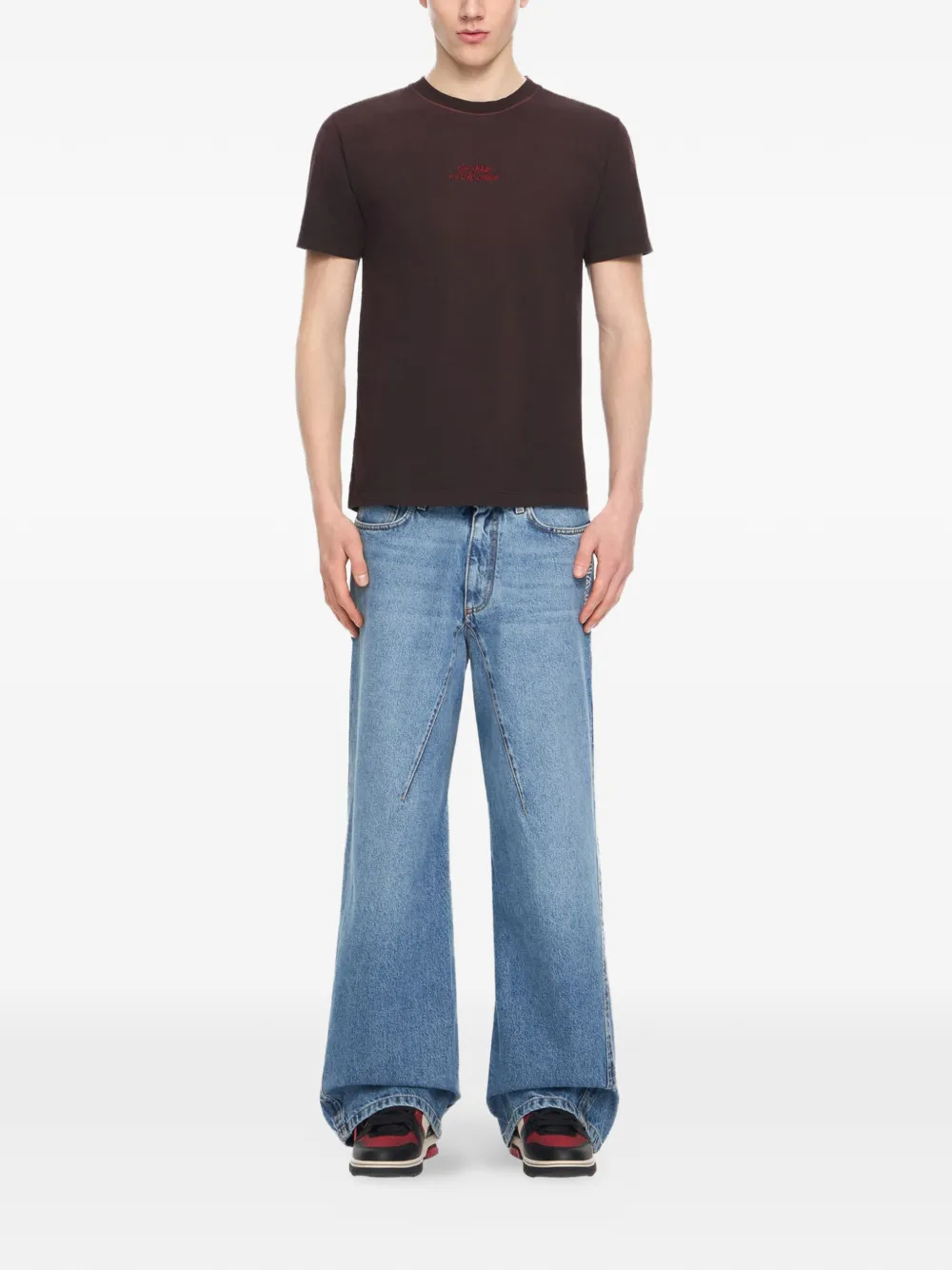 Off-White x AC Milan T-shirt met logo-print Zwart