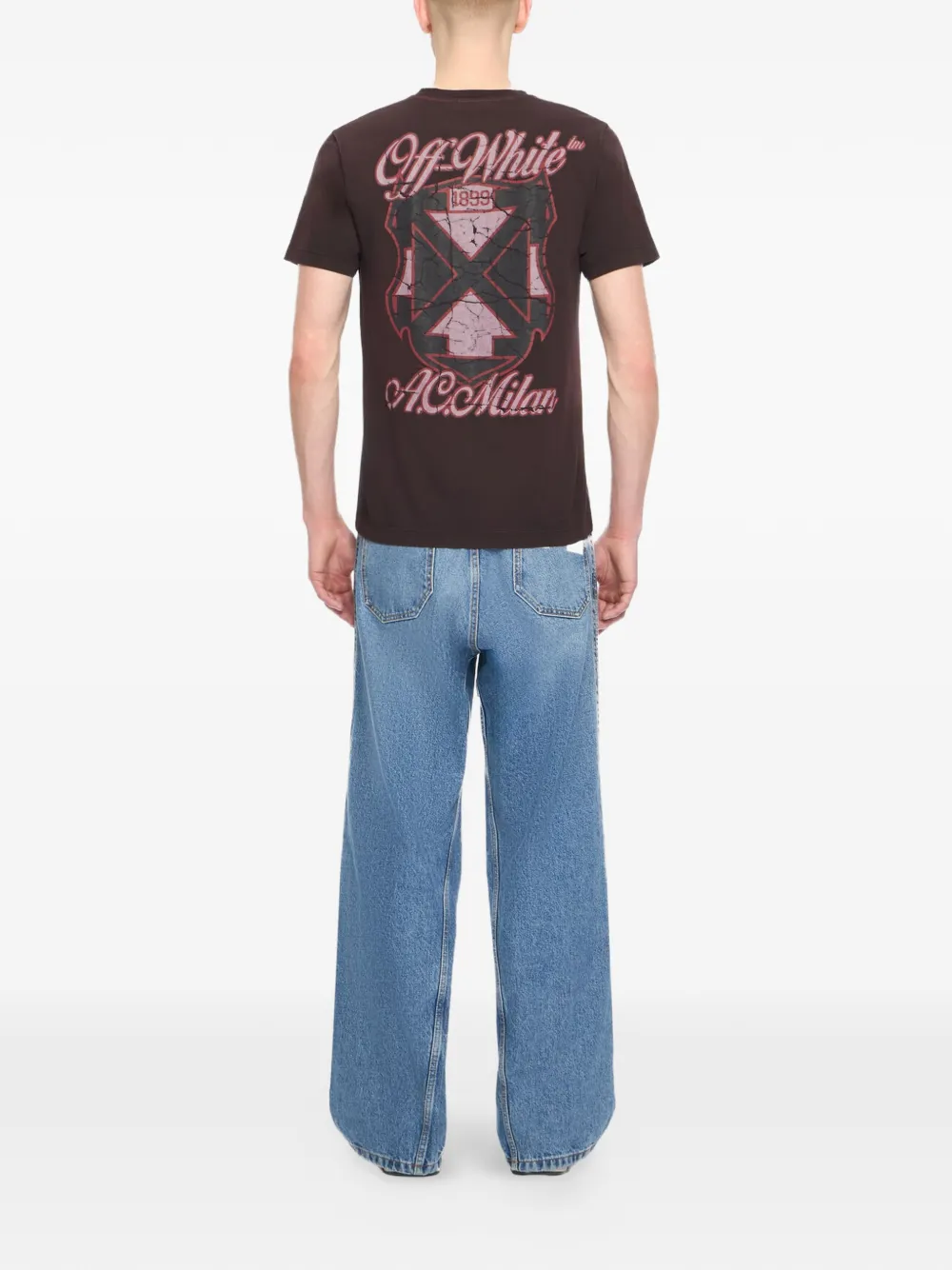 Off-White x AC Milan T-shirt met logo-print Zwart