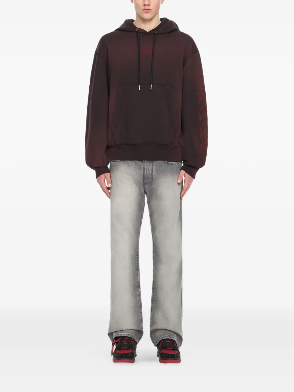 Off-White x AC Milan hoodie met geborduurd logo Bruin