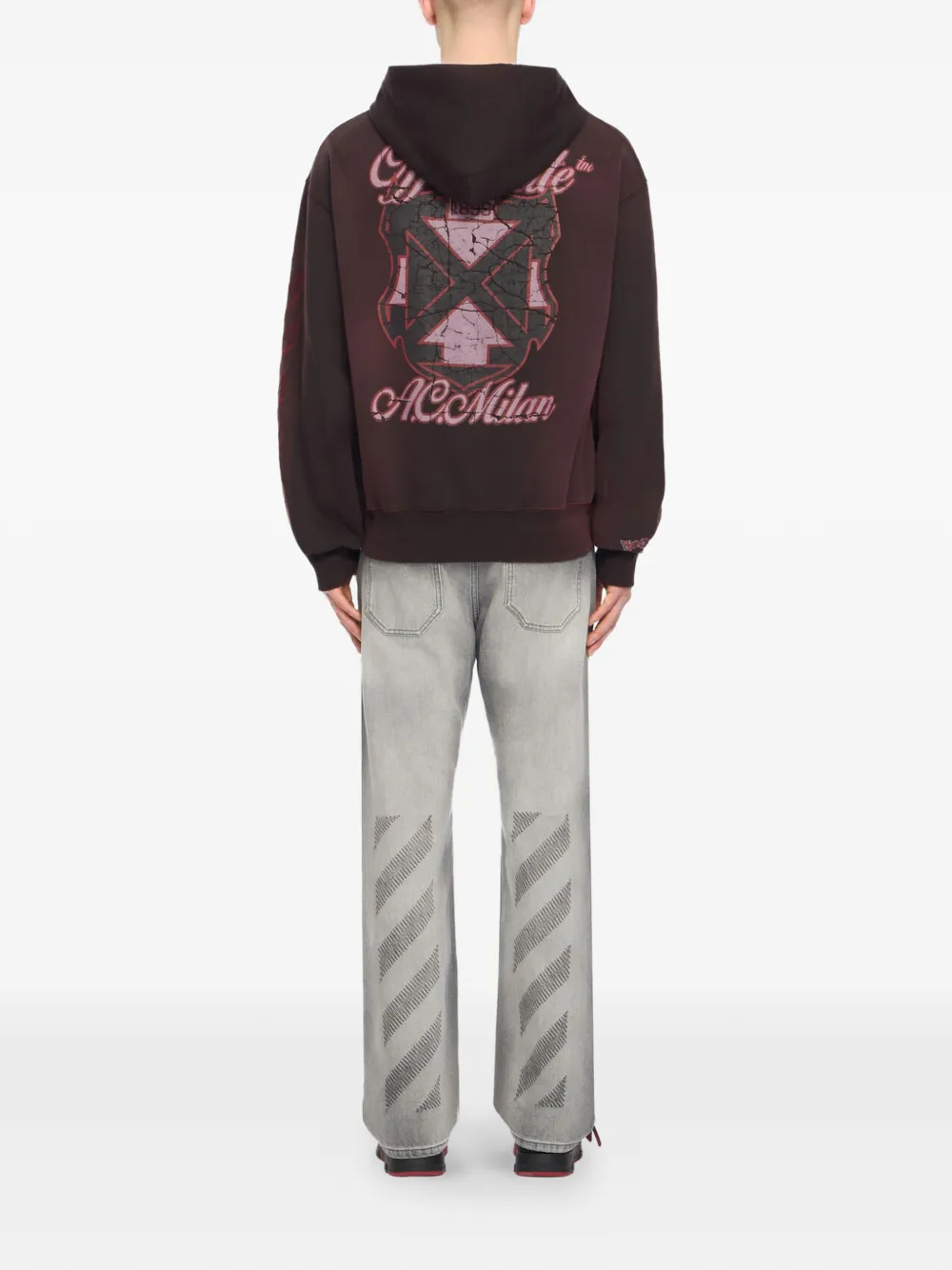 Off-White x AC Milan hoodie met geborduurd logo Bruin
