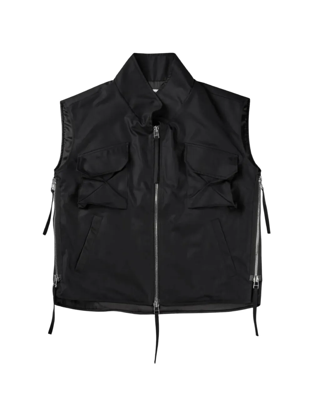 FFFPOSTALSERVICE Darted Kalf zip-detail vest - Black