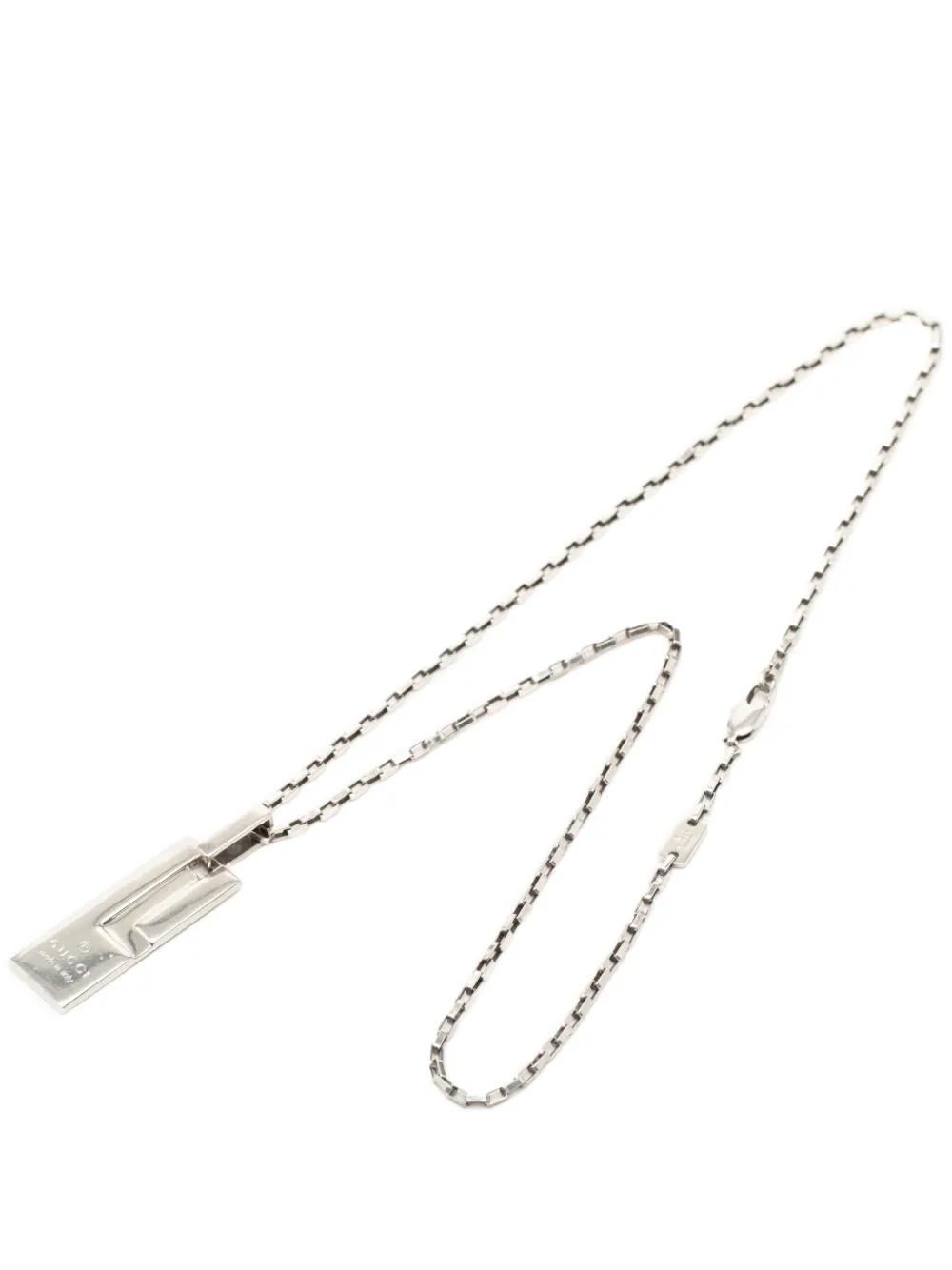 Gucci Pre-Owned 2000-2015 Sterling Silver G Plate Pendant Necklace costume necklace - Argento