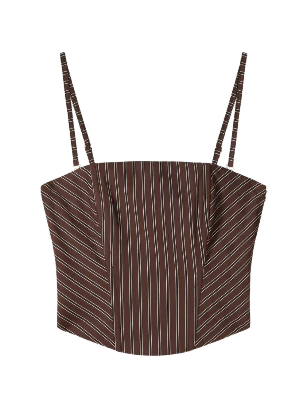 Patrizia Pepe striped corset-style cotton top - Marrone