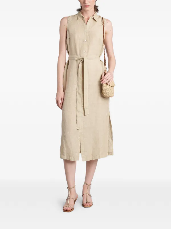 sleeveless belted midi dress Juliann Sleeveless Belted Midi Dress-Tomato Large