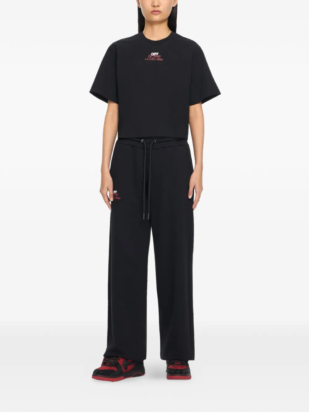 Off-White x AC Milan trainingsbroek met logoprint Zwart