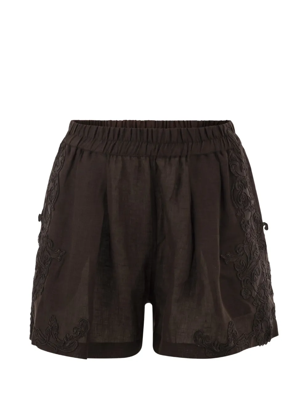MAURIZIO MYKONOS embroidered elasticated-waist shorts - Marrone