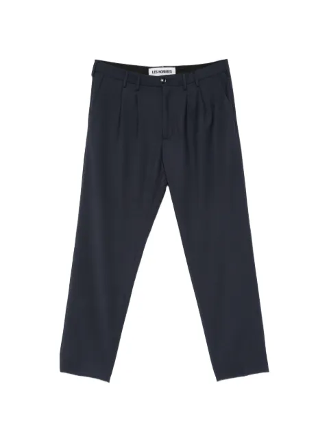 LES HOMMES pleated logo-plaque trousers