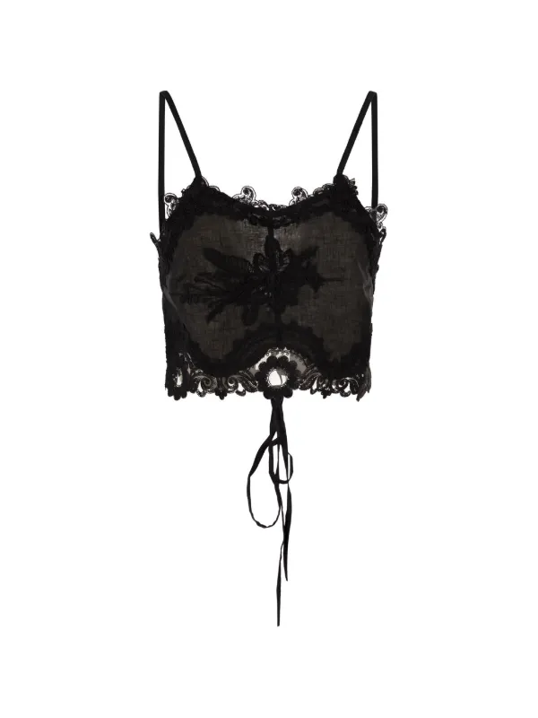 トップス MAURIZIO MYKONOS MAURIZIO MYKONOS lace-trim Embroidered Top | Black | FARFETCH ZA
