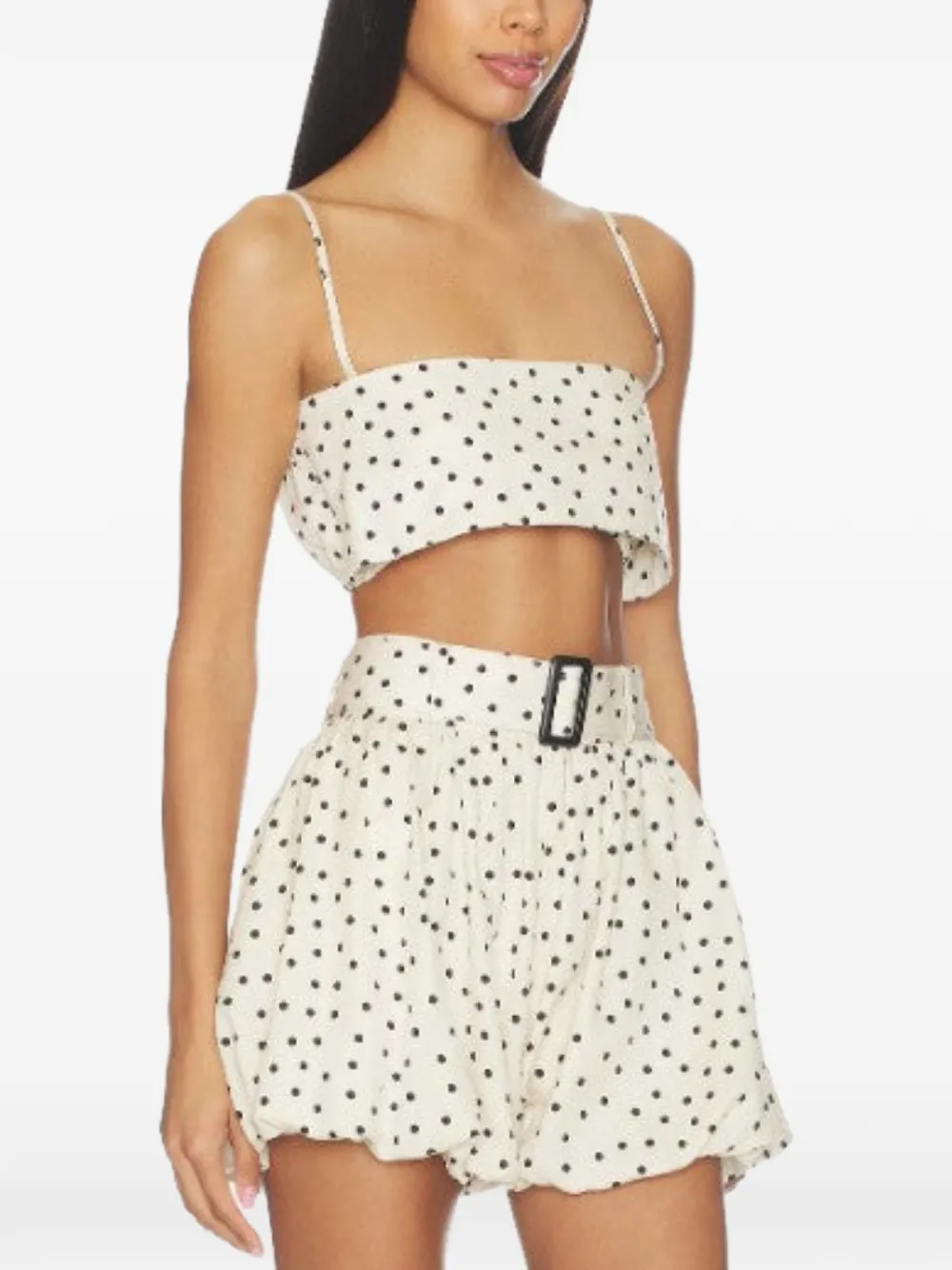 Matthew Bruch polka-dot crop top - Bianco