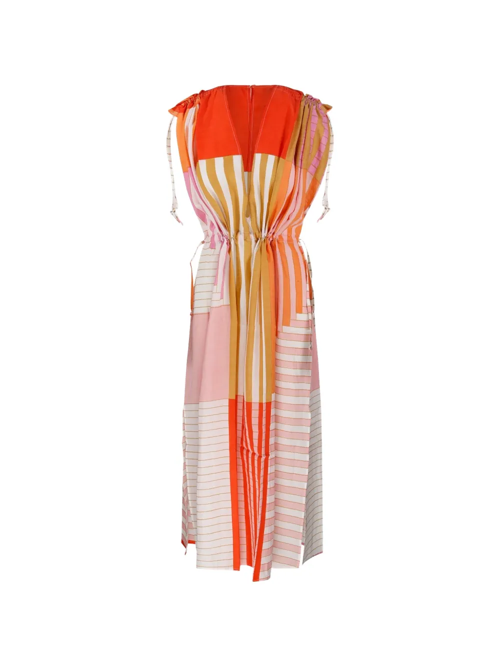 mapoésie Ziggy Riviera striped patchwork dress - Arancione