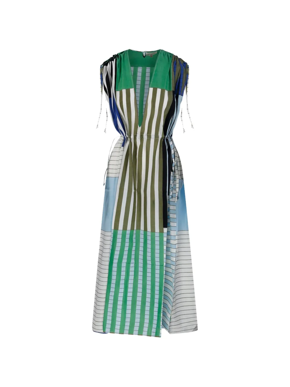 mapoésie Ziggy Riviera striped patchwork dress - Bianco