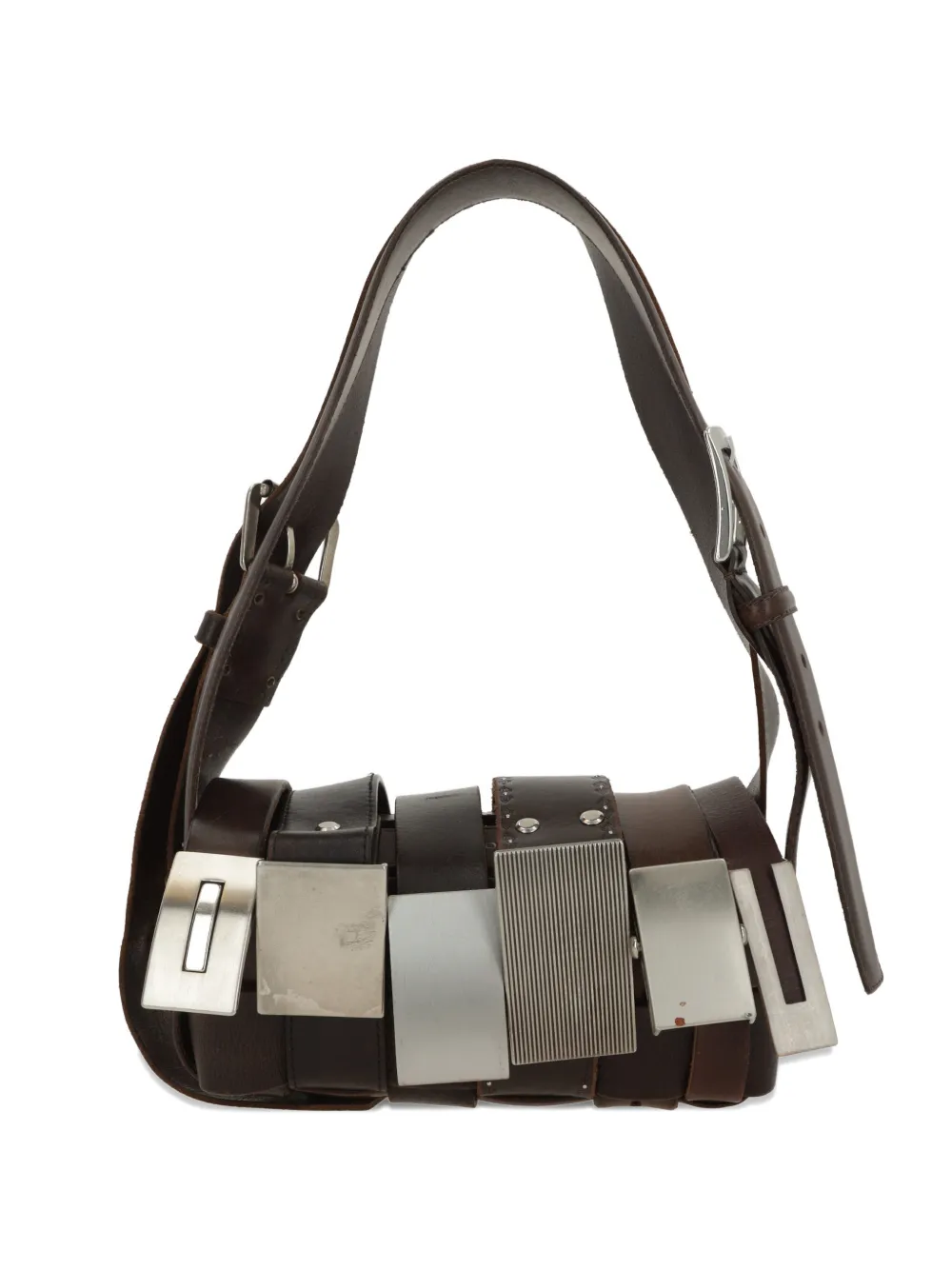 HODAKOVA buckle-embellished woven leather shoulder bag - Nero