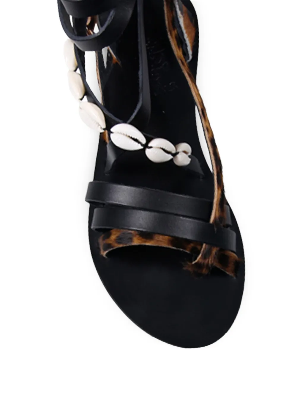 Ancient Greek Sandals Satira shell-embellished sandals Zwart