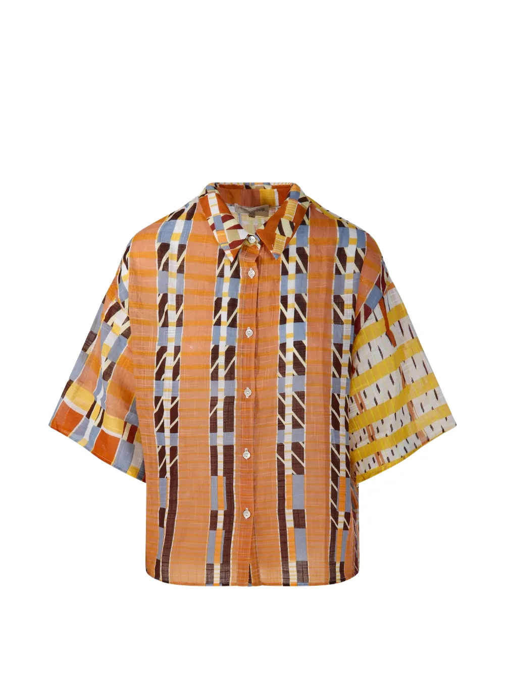 mapoésie Andrew Utopie geometric-print shirt - Orange