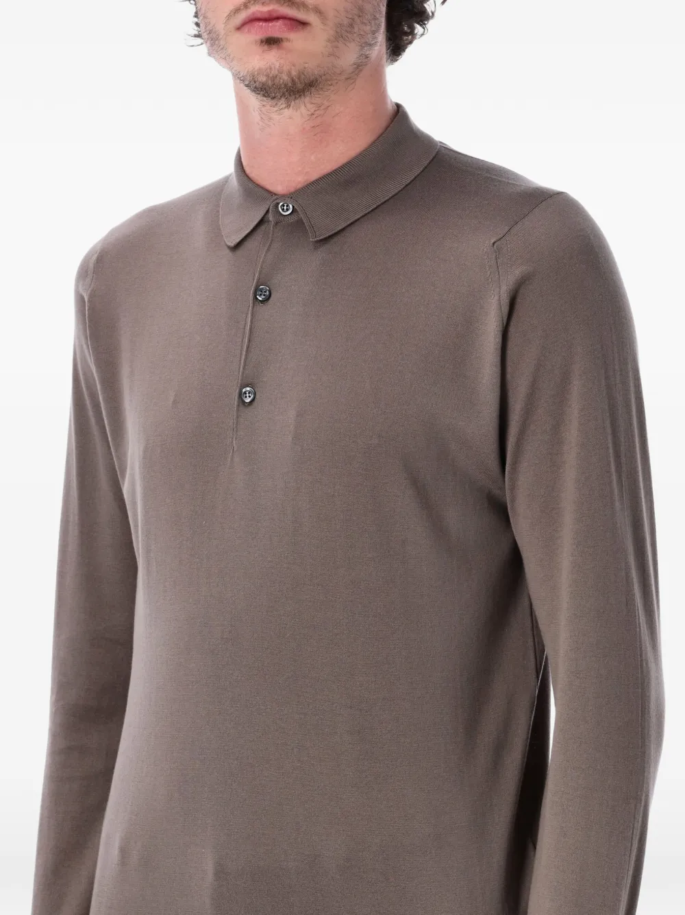 John Smedley Bradwell poloshirt met lange mouwen Bruin