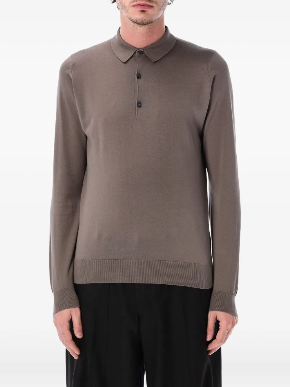 John Smedley Bradwell long-sleeve polo shirt - Marrone