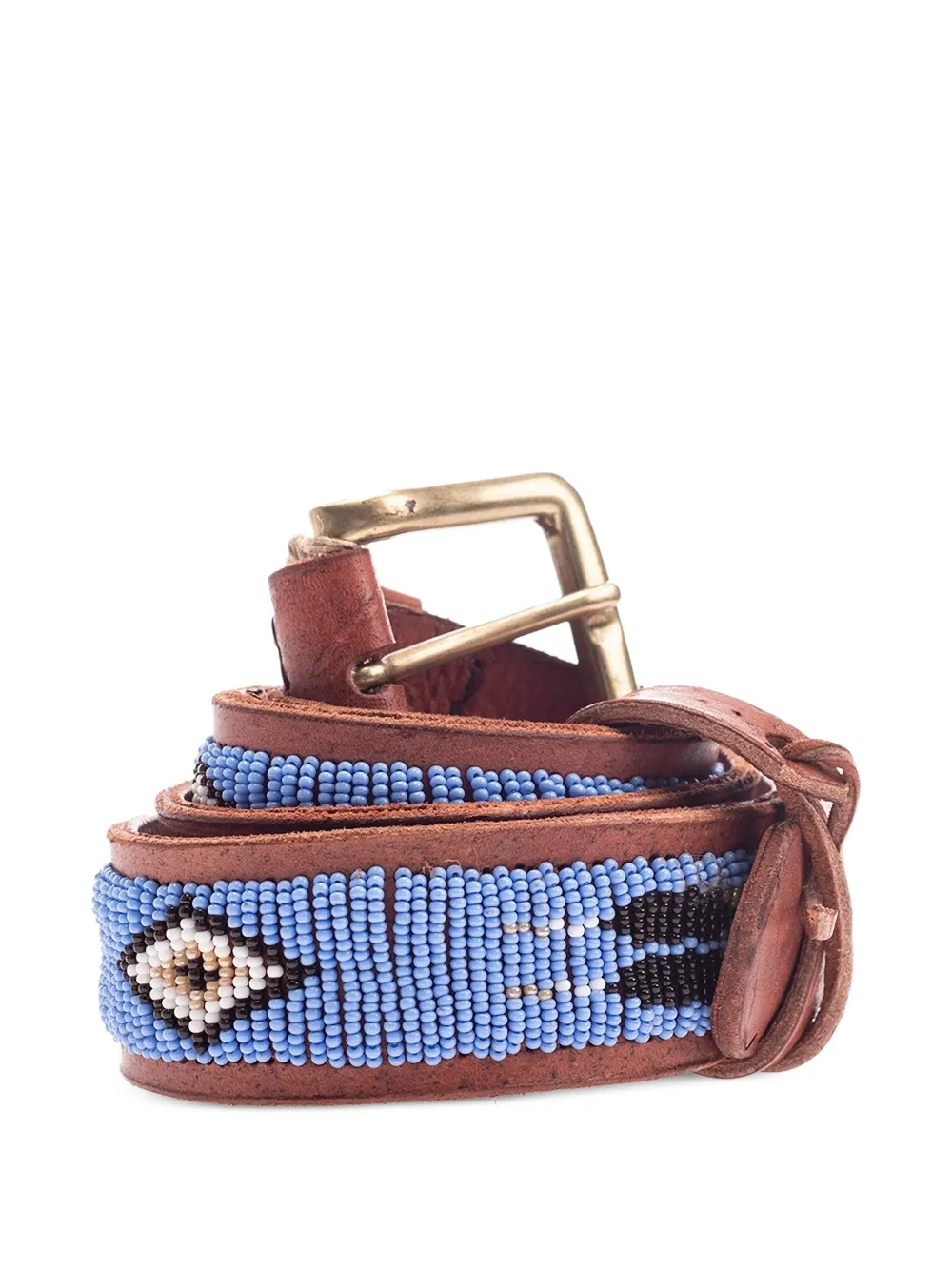 Aspiga bead-embellished leather belt - Marrone