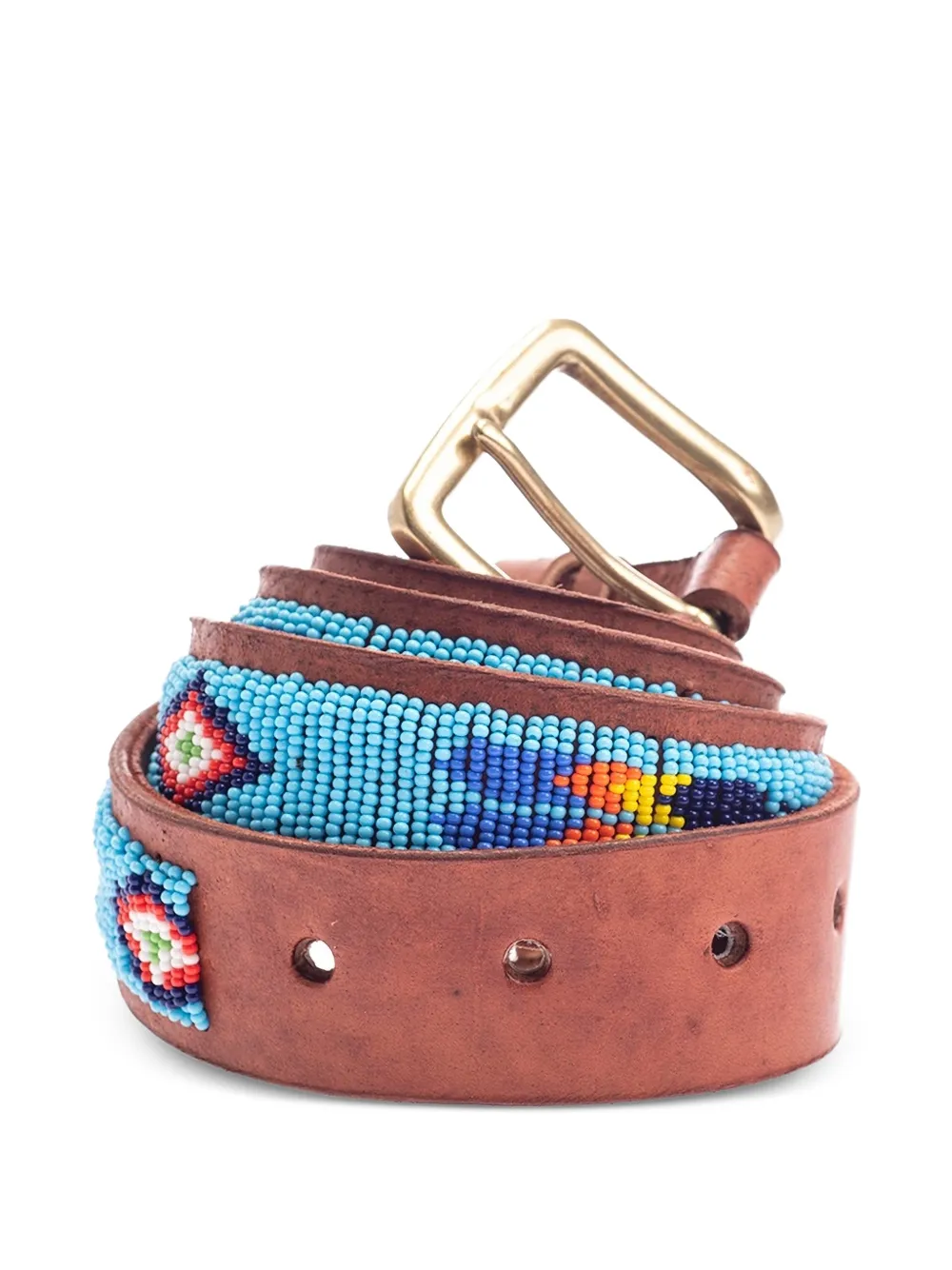 Aspiga bead-embellished leather belt - Marrone