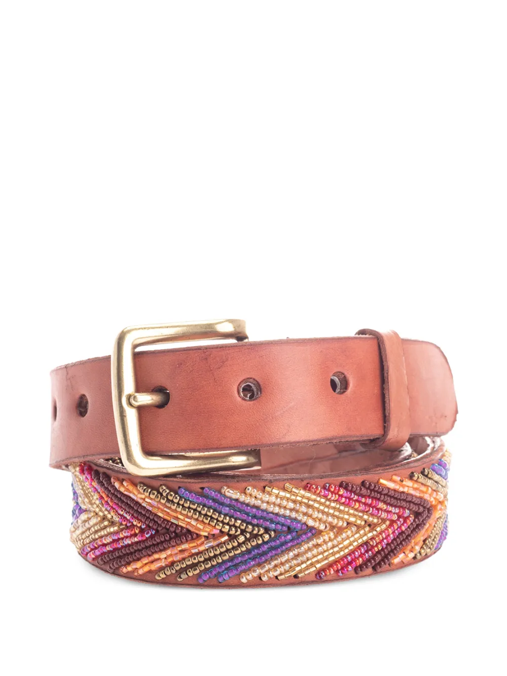 Aspiga Arrow bead-embellished leather belt - Marrone