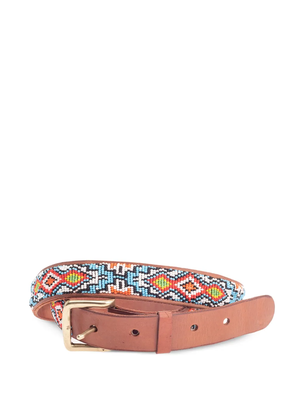 Aspiga bead-embellished leather belt - Marrone
