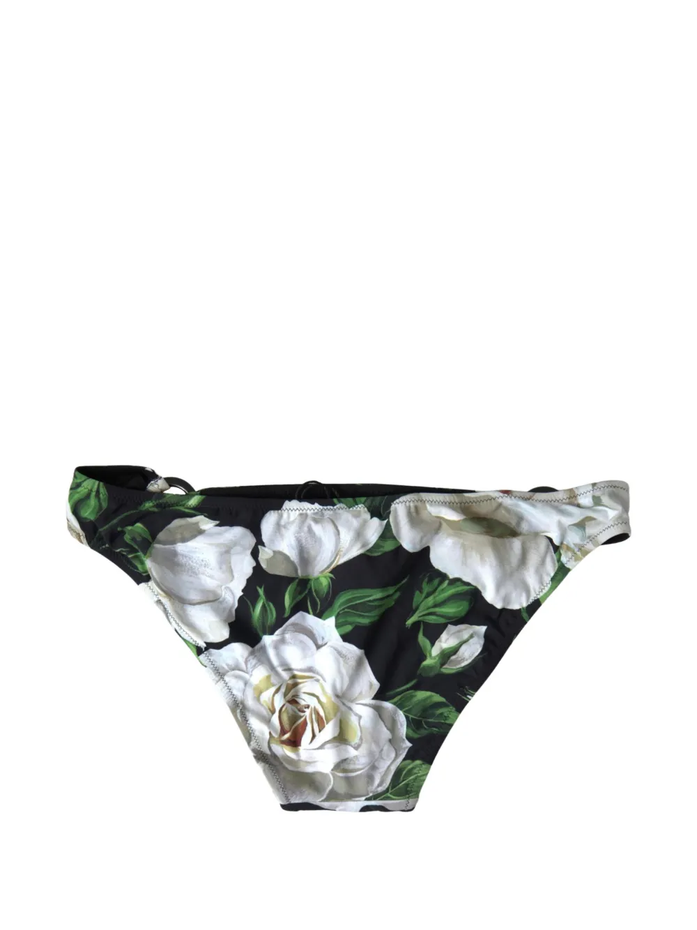 Dolce & Gabbana floral-print ring-detail bikini top Zwart