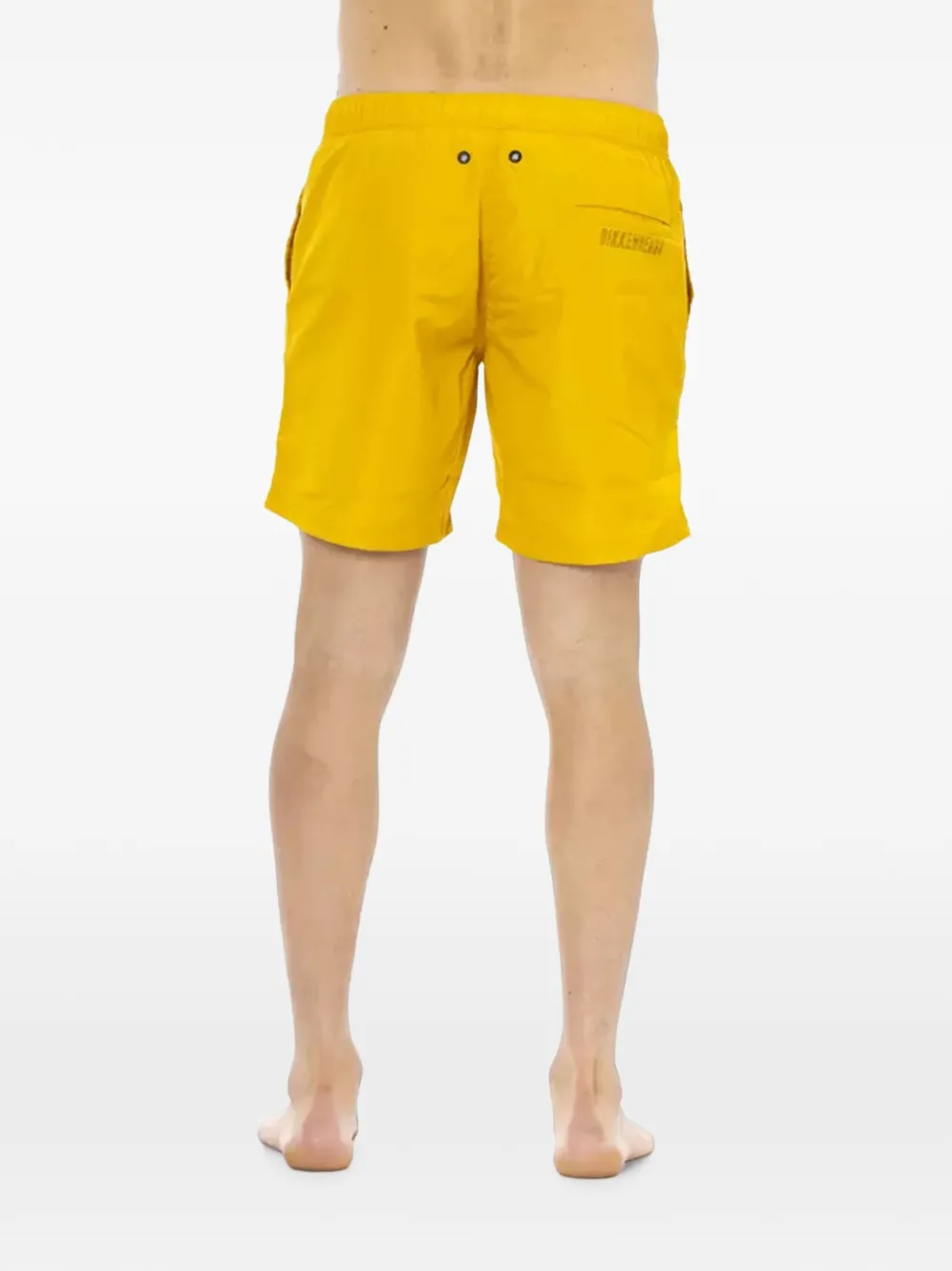 Bikkembergs Zwembroek met logoprint en trekkoord Geel