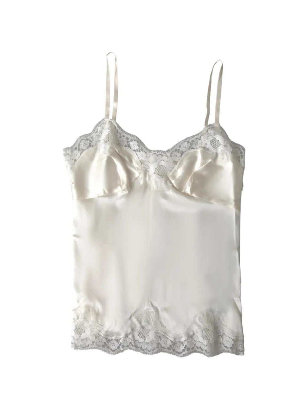 Dolce & Gabbana lace-trim silk-satin camisole Wit