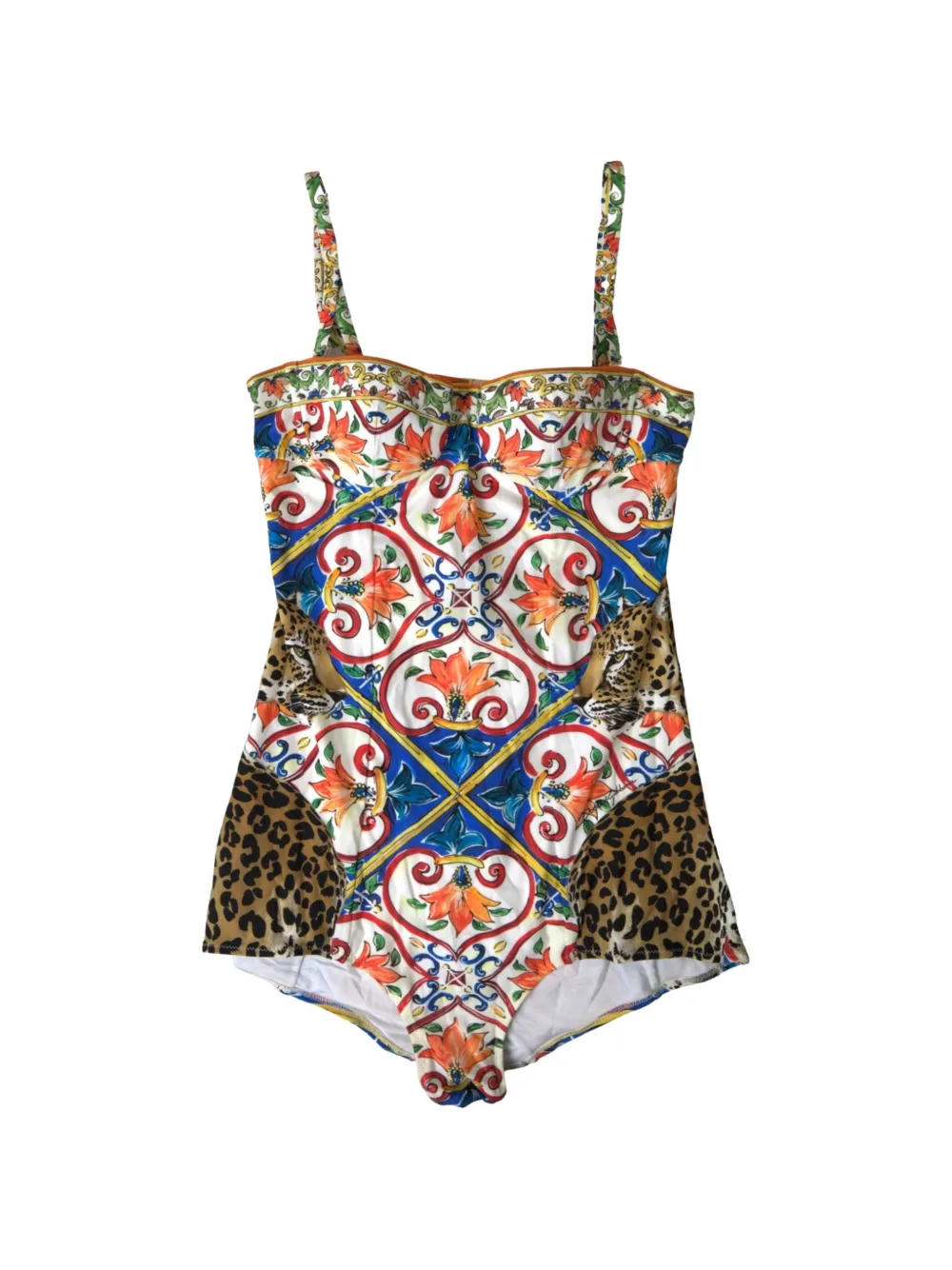 Dolce & Gabbana Costume intero con stampa maiolica - Bianco