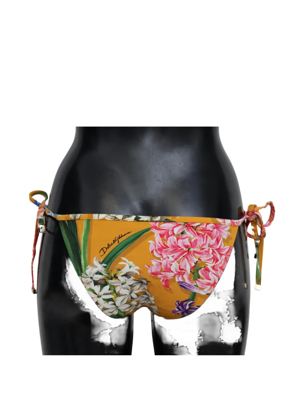 Dolce & Gabbana Bikinislip met zijstrik en bloemenprint Geel