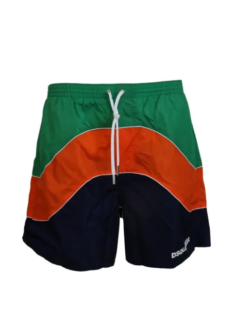 DSQUARED2 color-blocked logo-print swim trunks