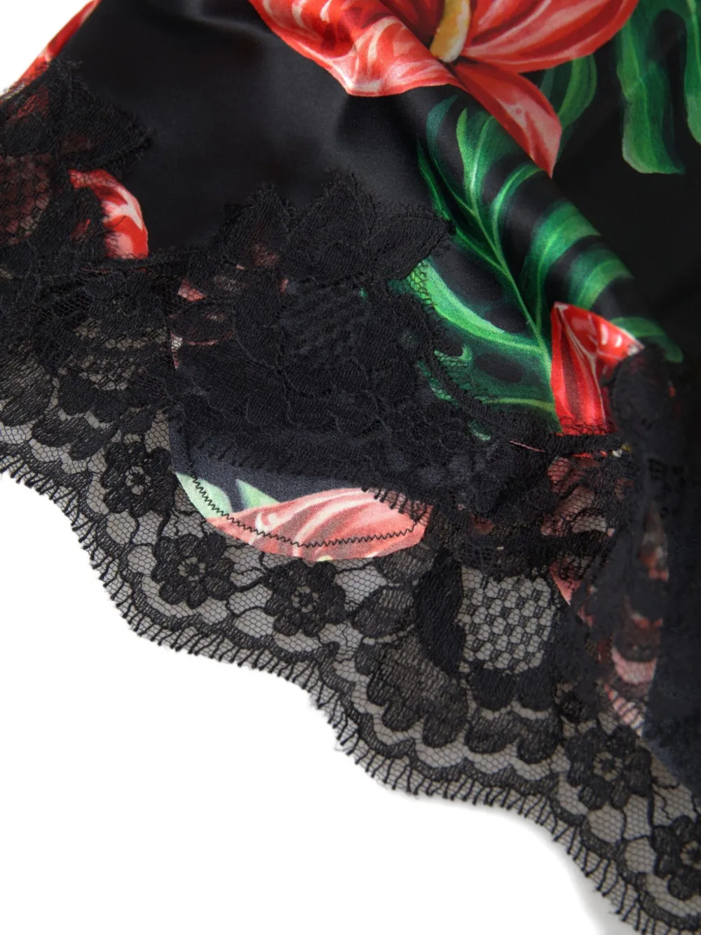 Dolce & Gabbana Hemd met kanten afwerking en bloemenprint Zwart