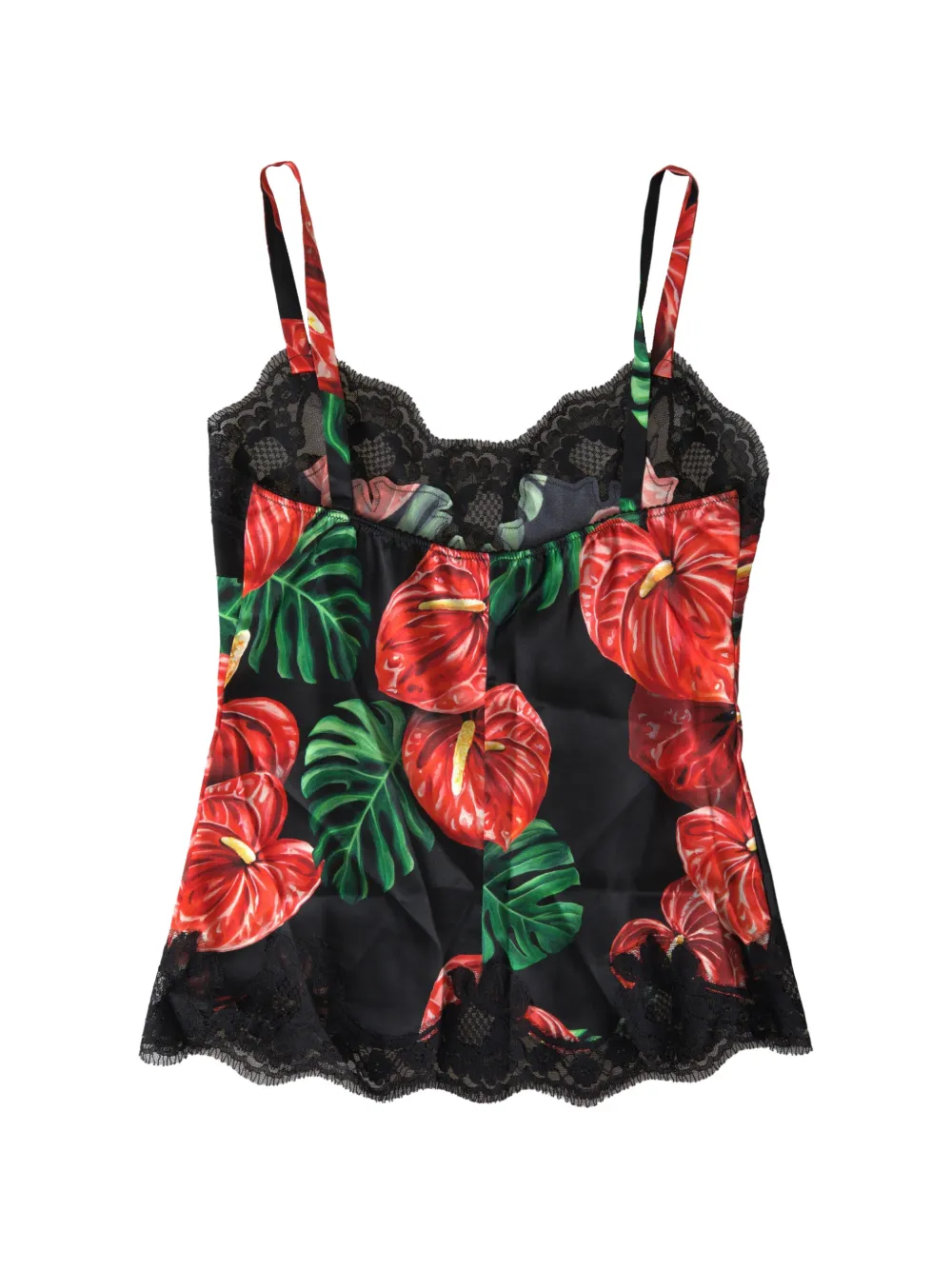 Dolce & Gabbana Hemd met kanten afwerking en bloemenprint Zwart