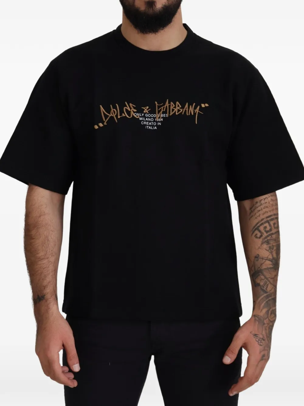 Dolce & Gabbana logo-print crew-neck T-shirt - Schwarz