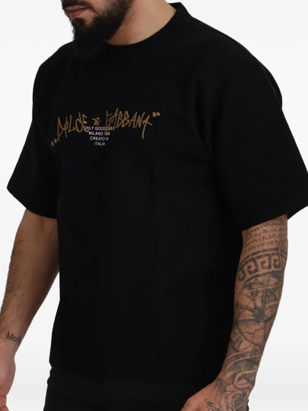 Dolce & Gabbana T-shirt met logoprint met ronde hals Zwart