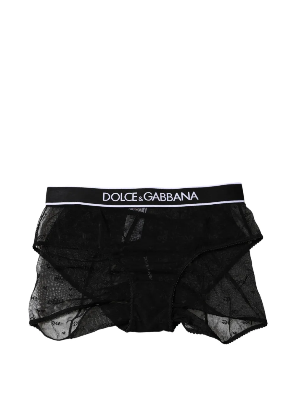 Dolce & Gabbana Mesh slip met afwerking van kant Zwart