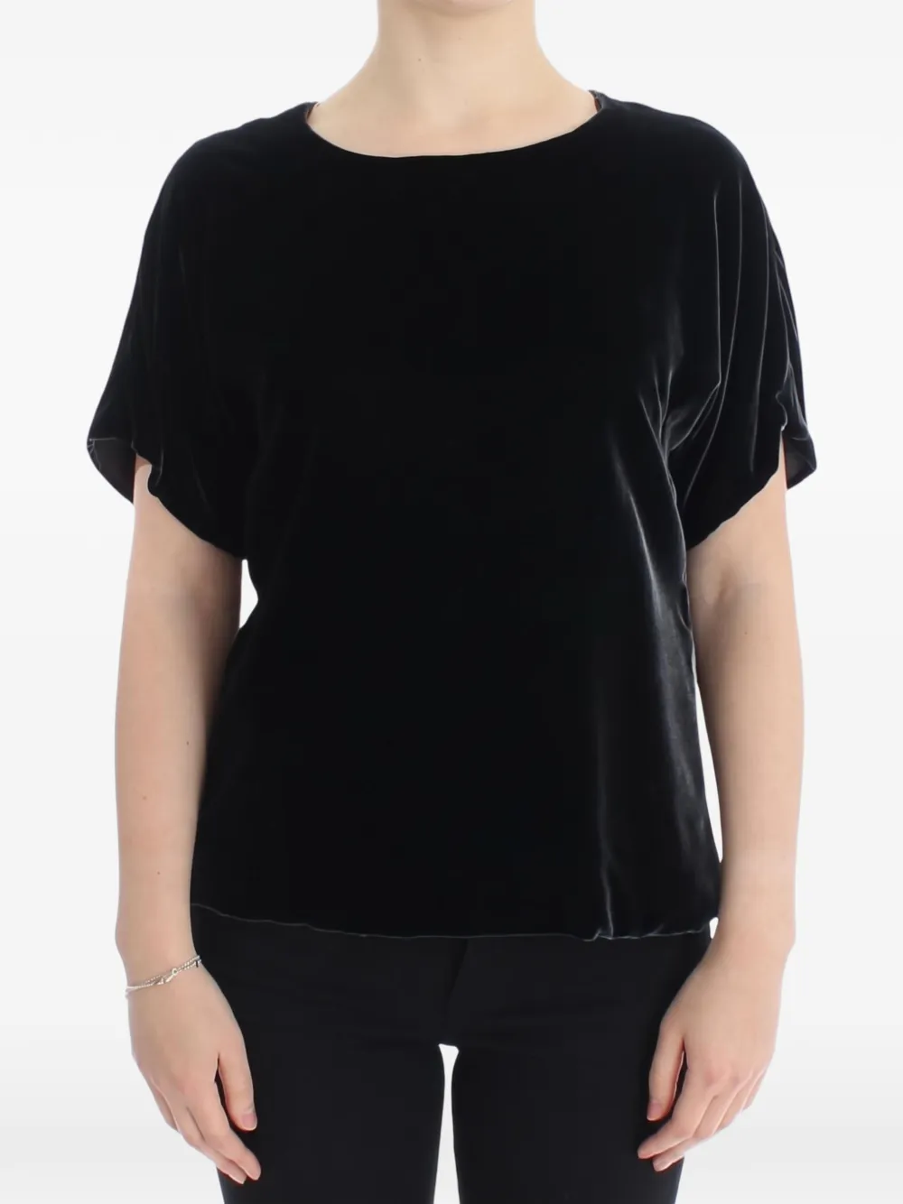Dolce & Gabbana Fluwelen blouse met korte mouwen Zwart