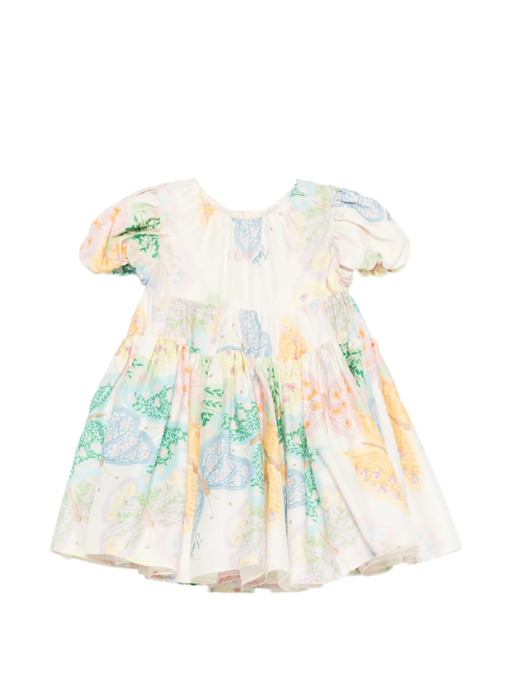 Fendi Kids floral-print tiered dress - Toni neutri