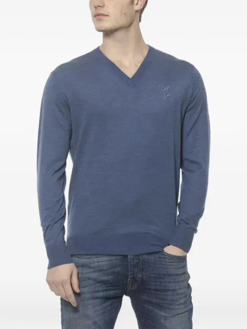 Billionaire embroidered-logo V-neck sweater