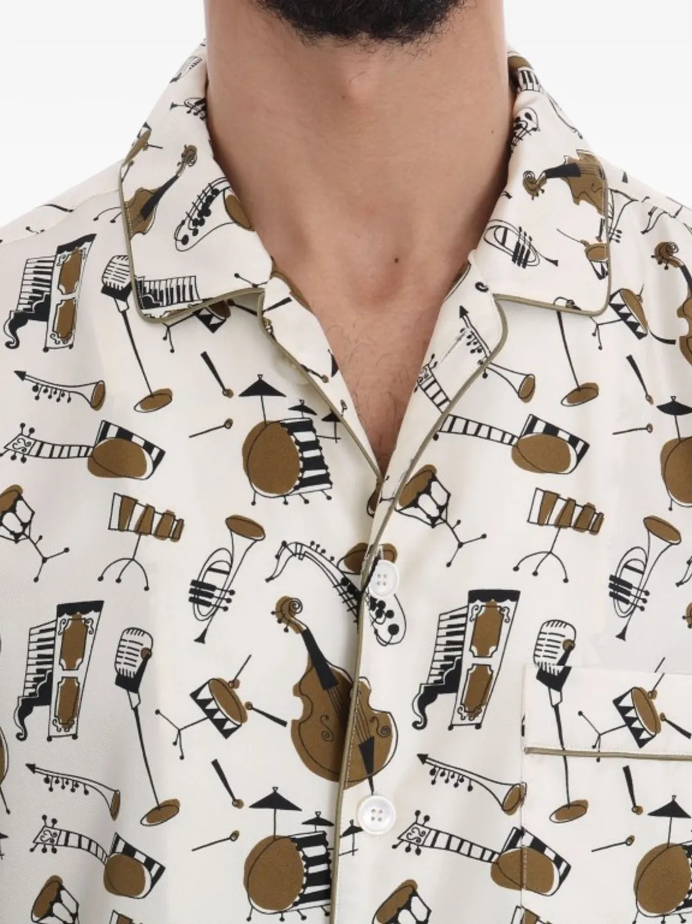 Dolce & Gabbana Zijden overhemd met muziekinstrumenten-print Beige