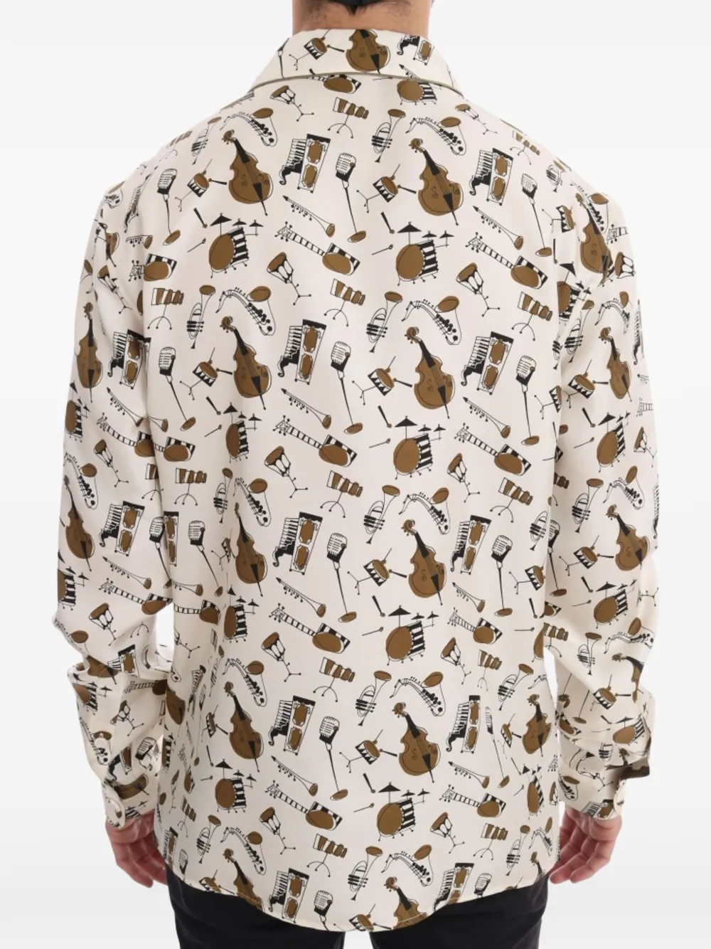 Dolce & Gabbana Zijden overhemd met muziekinstrumenten-print Beige