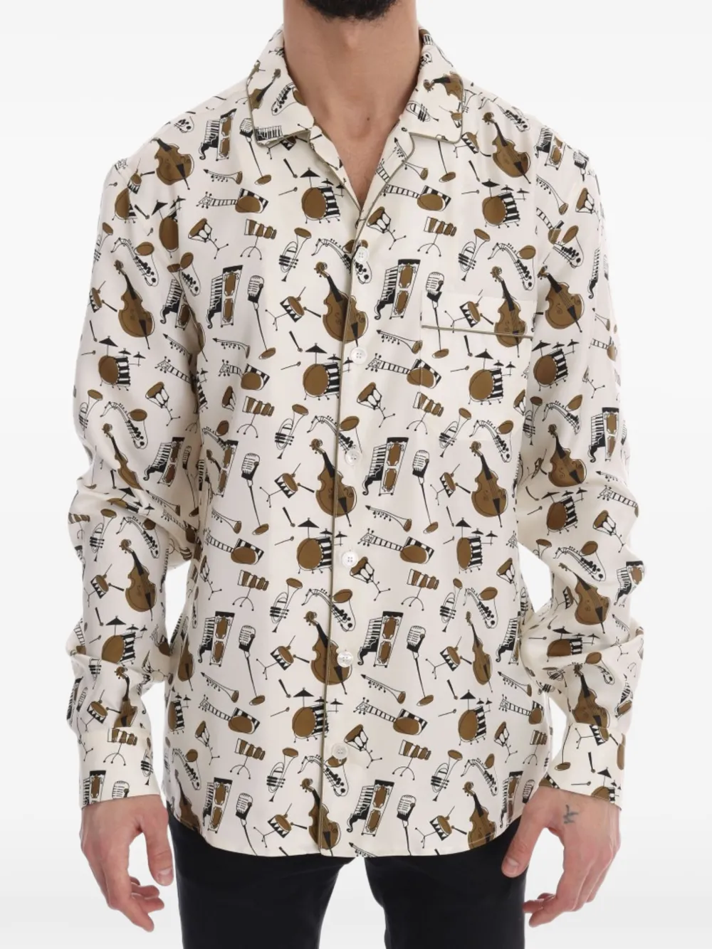 Dolce & Gabbana musical-instrument-print silk shirt - Toni neutri