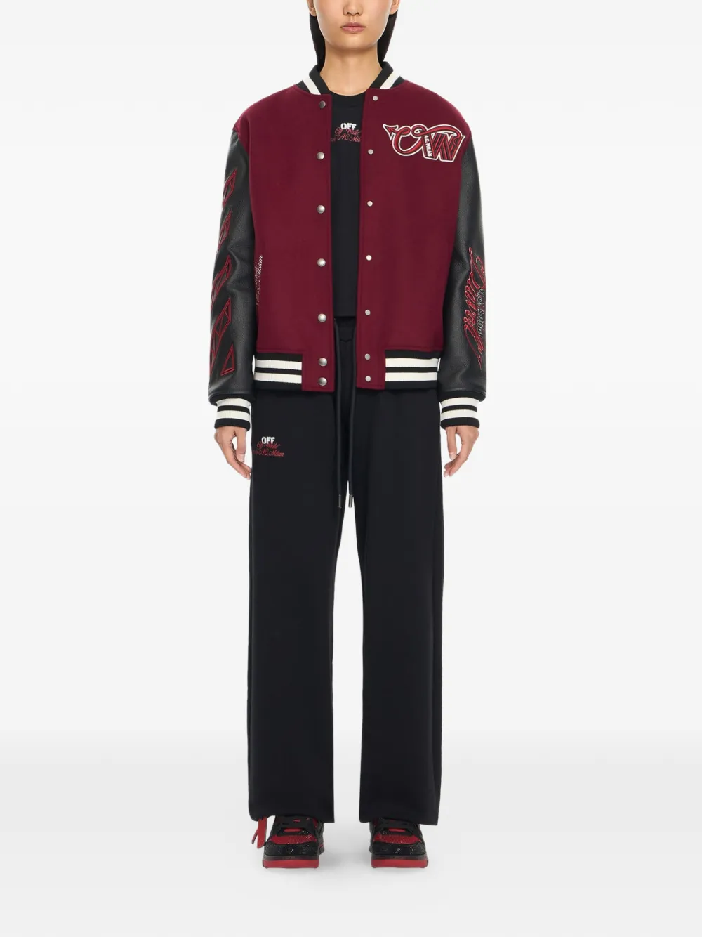 Off-White x AC Milan bomberjack met patch Rood