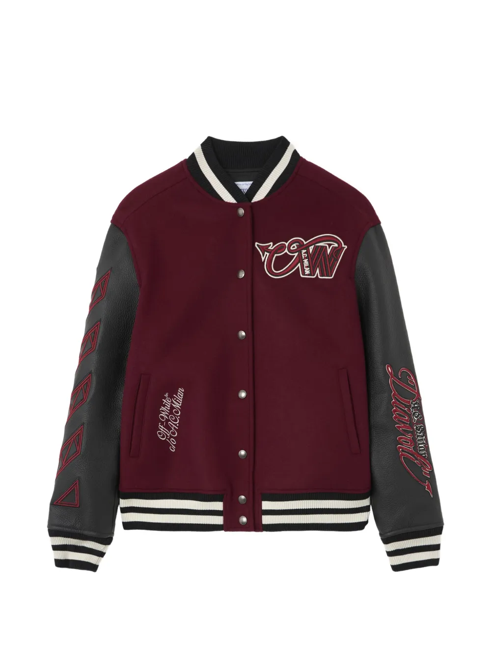 Off-White x AC Milan patch-detail bomber jacket - Rosso