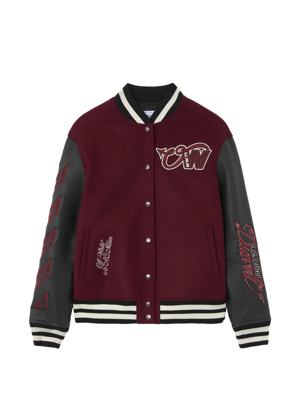 Off-White x AC Milan bomberjack met patch Rood