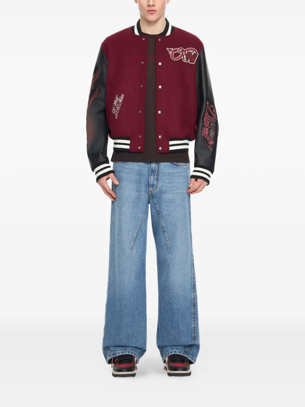 Off-White x AC Milan bomberjack met patch Rood